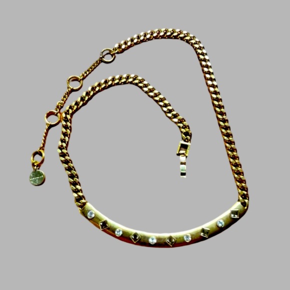 Vintage Givenchy gold tone necklace with segmental arch measure 3.5” - Picture 1 of 7